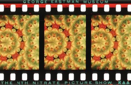 Film clipping with abstract different colored shapes