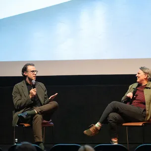 Liz Deschenes in conversation with Phil Taylor, assistant curator in the Department of Photography, at an event on April 2, 2025