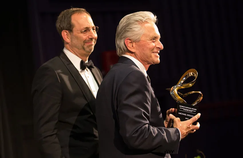 Michael Douglas, Eastman Award honoree and Steven Schwartz, board of trustees chair
