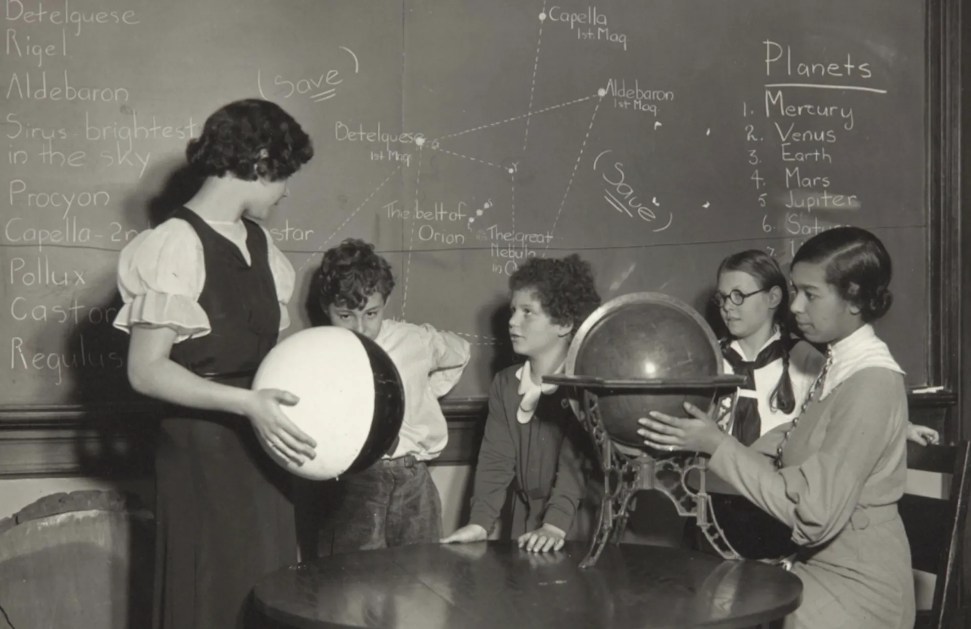 Photograph of four students and a teacher
