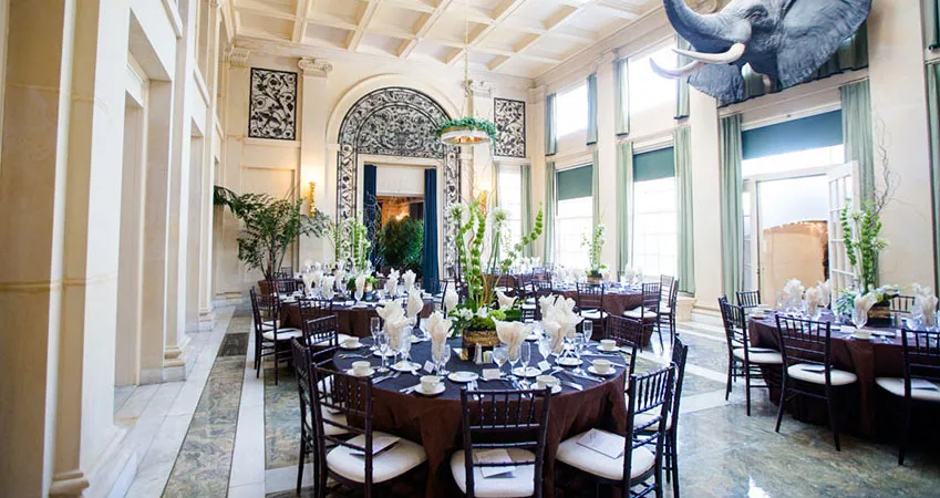Conservatory set up for a dinner party