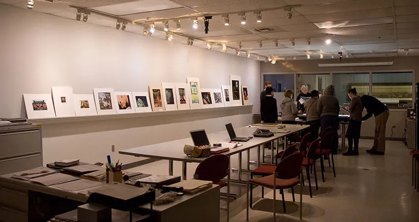 Researchers in the photography study center