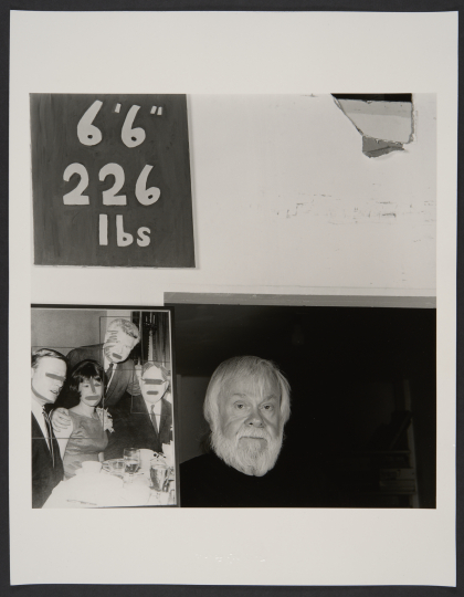 Nancy Lee Katz (American, 1947–2018), John Baldessari, March 28, 1993. Gelatin silver print, printed later. George Eastman Museum, gift of Bruce Silverstein, 2021