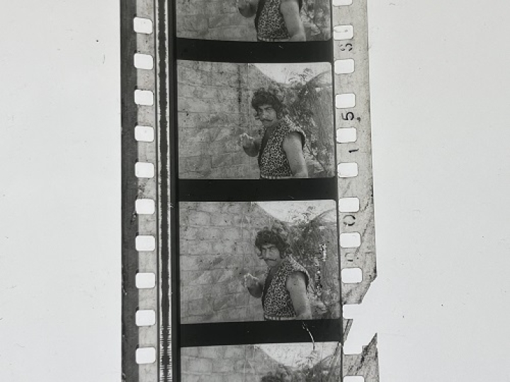 35mm film frames depicting man in leopard print.