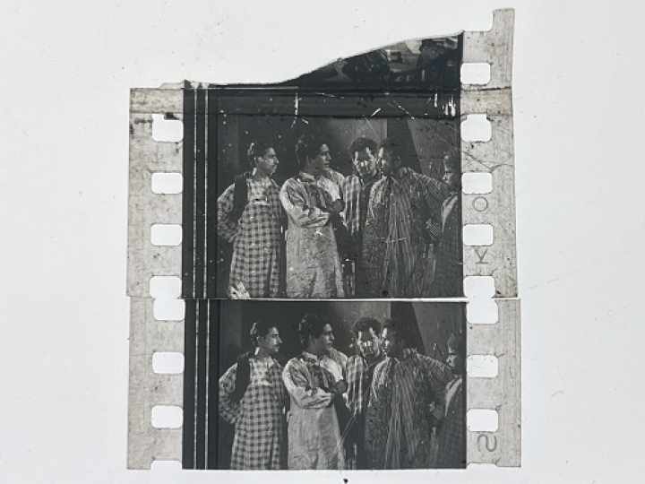 35mm film frames depicting man with friends.