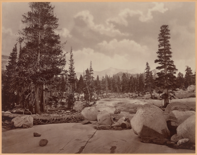 Eadweard J. Muybridge (English, 1830–1904), Bradley & Rulofson, Ancient Glacier Channel. Lake Tenaya. Sierra Nevada Mountains., 1872. Albumen silver print. George Eastman Museum, gift of Harvard University, 1961. 