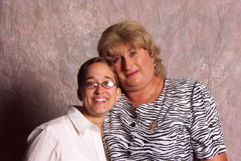 Amy Friend (left) and JoAnne Metzler, portrait taken at Lambda Photobooth, 2000. Lambda brought its popular photobooth to local events, including Image Out and the Gay Alliance of the Genesee Valley’s Pride Picnic, as well as to national events such as the annual Out and Equal Workplace Summit.