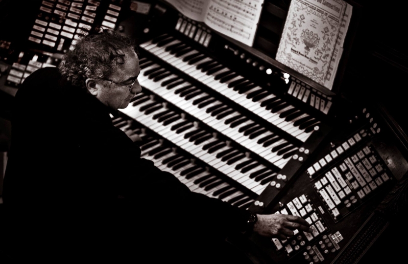 Steve Kelly plays the organ