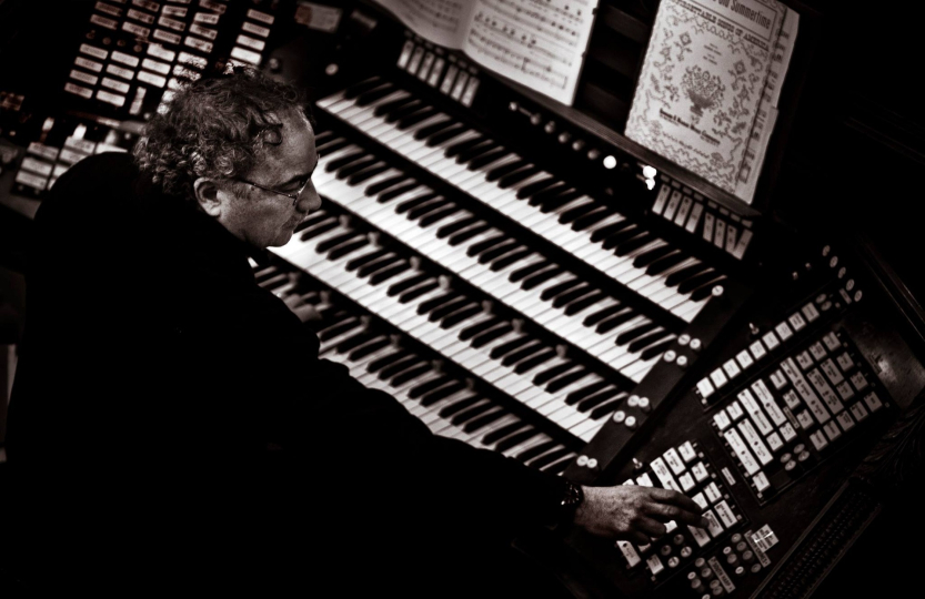 Steve Kelly plays the organ