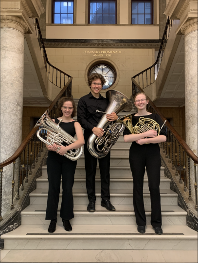 Their group is known as Minus 2 and consists of a French horn player, a euphonium and a tuba.
