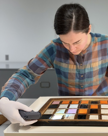 Emily Phoenix working on the object she will discuss in her talk.