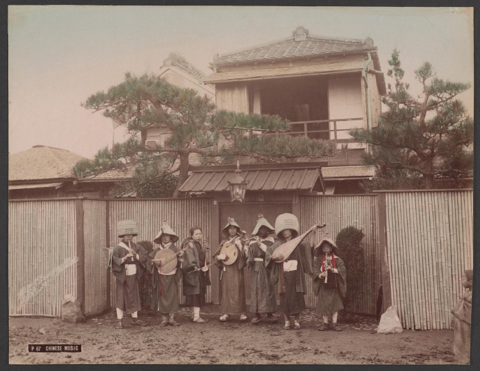 Albumen print of musicians 