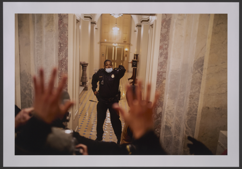 Ashley Gilbertson (Australian, b. 1978), Officer Eugene Goodman: The Storming of the Capitol, Washington, D.C., January 6, 2021. Chromogenic development prin