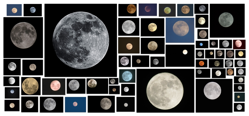 Photographs of Moons collected by Penelope Umbrico