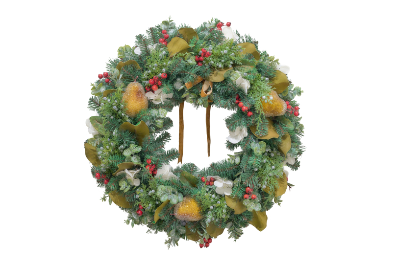 A wreath from this year's display