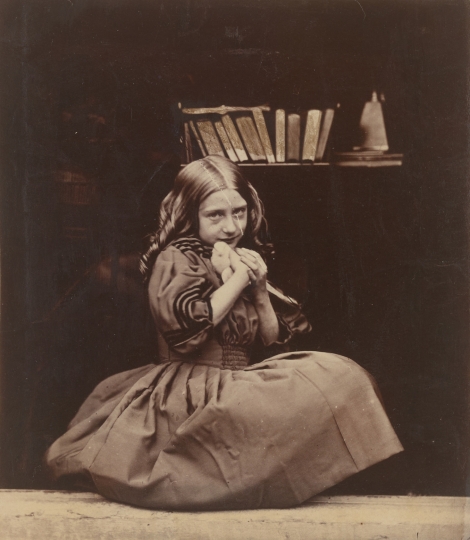 Oscar Gustav Rejlander (English, b. Sweden, 1813–1875), <em>Girl holding dove</em>, ca. 1860.  Albumen silver print. George Eastman Museum, purchase, 1952. 