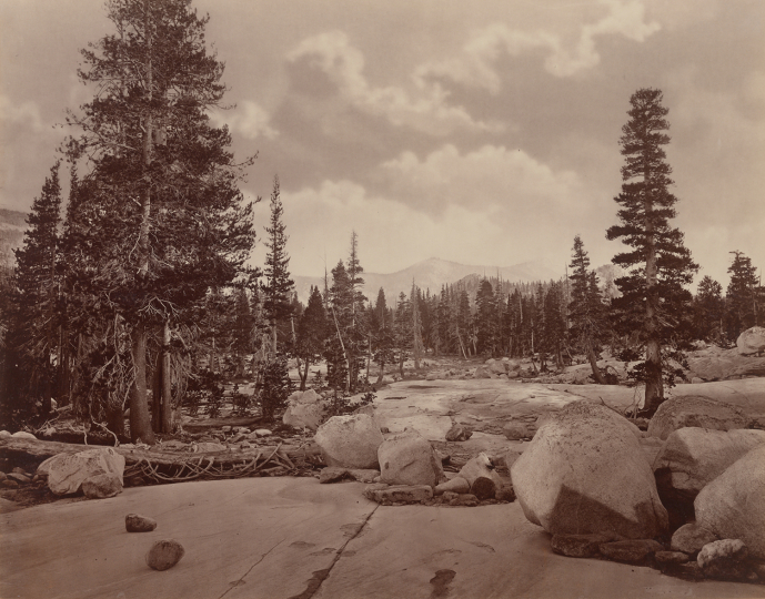  Eadweard J. Muybridge (English, 1830–1904), Bradley & Rulofson, <em>Ancient Glacier Channel. Lake Tenaya. Sierra Nevada Mountains.</em>, 1872. Albumen silver print. George Eastman Museum, gift of Harvard University, 1961. 