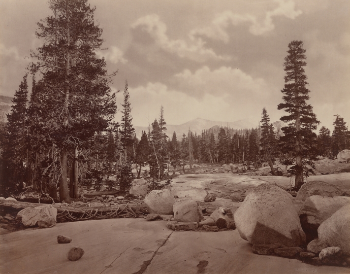  Eadweard J. Muybridge (English, 1830–1904), Bradley & Rulofson, <em>Ancient Glacier Channel. Lake Tenaya. Sierra Nevada Mountains.</em>, 1872. Albumen silver print. George Eastman Museum, gift of Harvard University, 1961. 