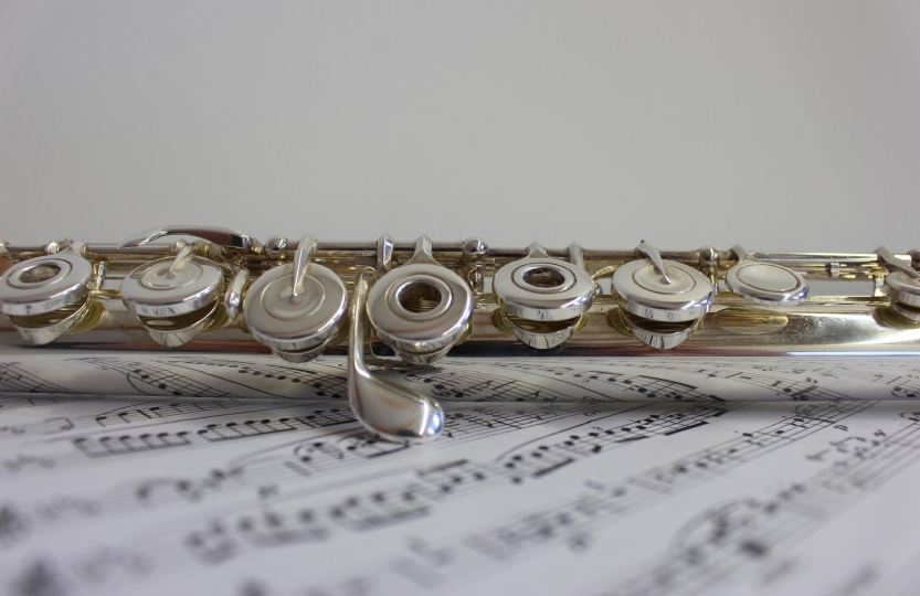 Flute on sheet music