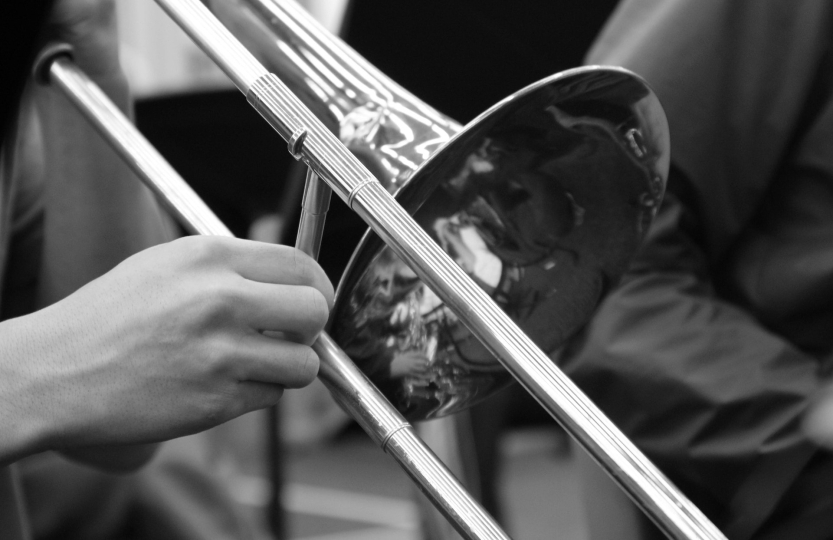 Person playing a trombone