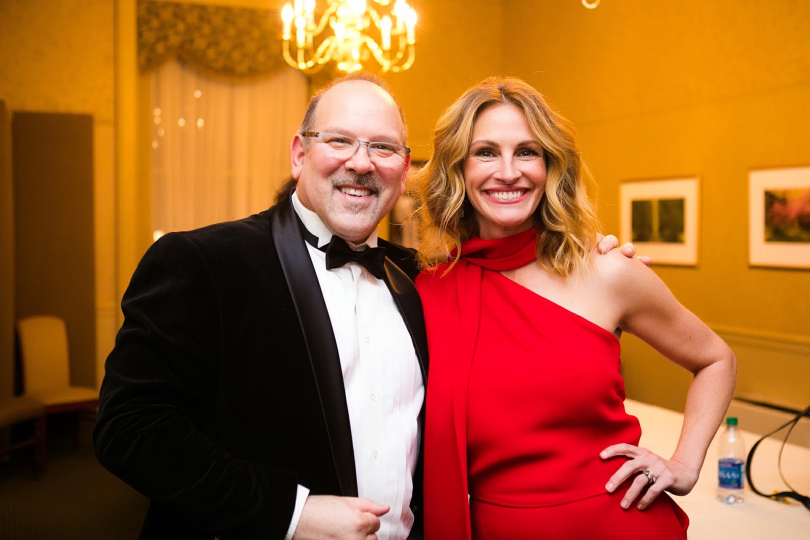 Allen Buell, senior director of events at the George Eastman Award pictured with Julia Roberts while she was at the museum receiving the George Eastman Award in 2019.