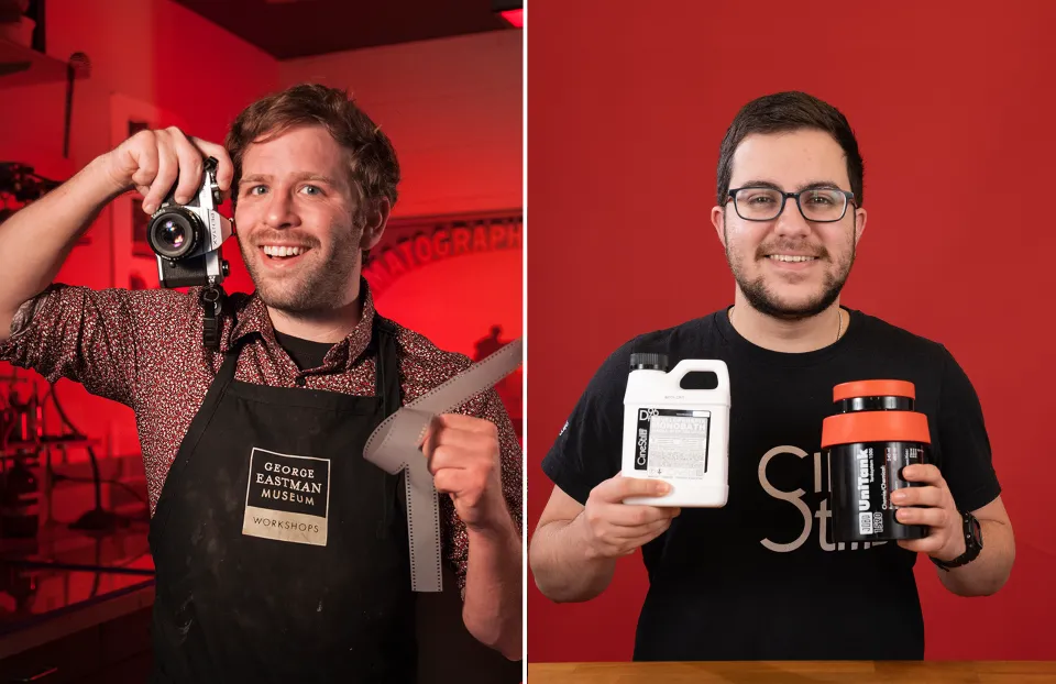 Left side shows GEM's historic process specialist Nick Brandreth; right side shows CineStill’s Customer Solutions Manager Andre Domingues