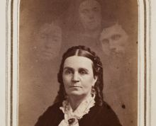 Woman with three ghostly heads surrounding her