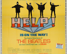 US poster for Help! featuring the Beatles with their arms up in the air