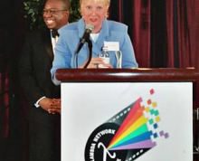 Attorney Elizabeth Birch, who led the Human Rights Campaign from 1995 to 2004, was the keynote speaker at Lambda Network at Kodak's first Education Event with Management in 1995, and at their tenth Education Event in 2005 (shown here). 