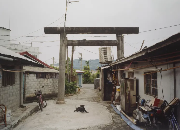 A Japanese shrine in an urban setting 