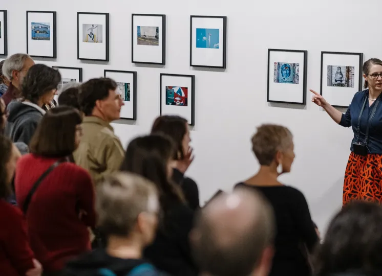 Individuals in a gallery