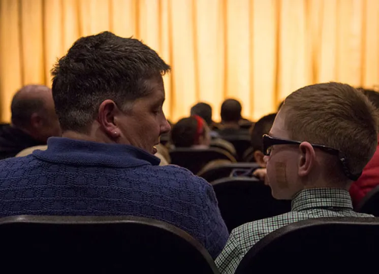 Child and parent in the Dryden Theatre