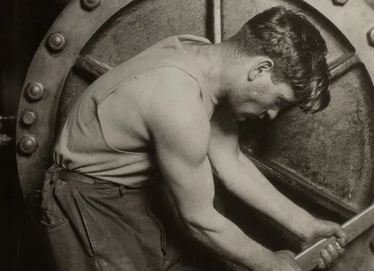 Lewis Hine photograph of man working