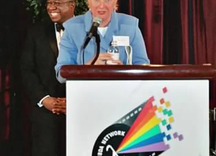 Attorney Elizabeth Birch, who led the Human Rights Campaign from 1995 to 2004, was the keynote speaker at Lambda Network at Kodak's first Education Event with Management in 1995, and at their tenth Education Event in 2005 (shown here). 