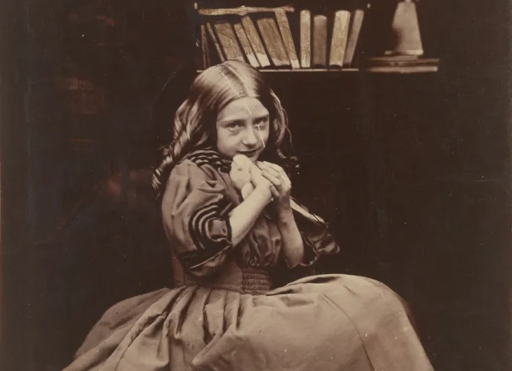 Oscar Gustav Rejlander (English, b. Sweden, 1813–1875), <em>Girl holding dove</em>, ca. 1860.  Albumen silver print. George Eastman Museum, purchase, 1952. 