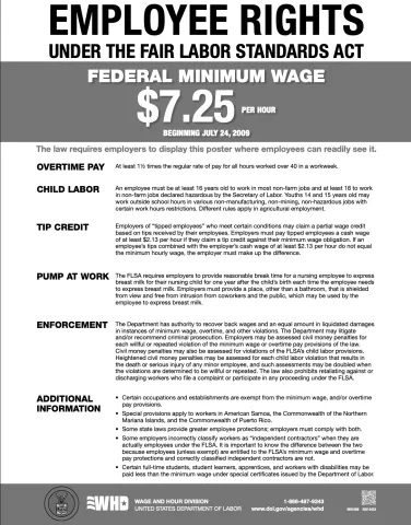 Under the Fair Labor Standards Act Poster
