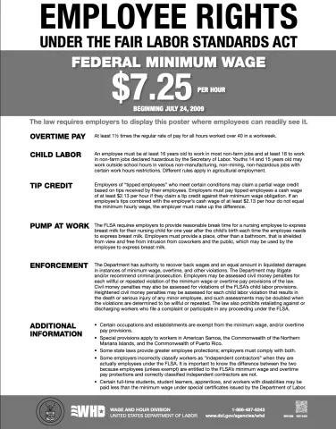 Under the Fair Labor Standards Act Poster