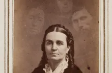 Woman with three ghostly heads surrounding her