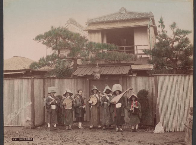 Albumen print of musicians