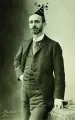 Young George Eastman with a photoshopped birthday hat on his head