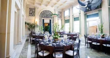 Conservatory set up for a dinner party
